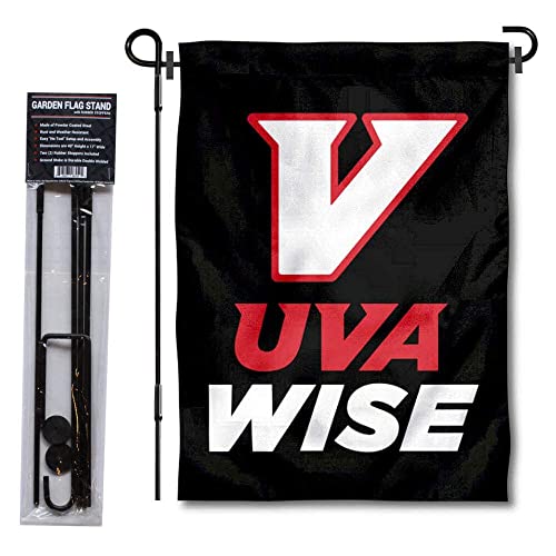 Virginias College at Wise Cavaliers New UVA Wise Logo Garden Flag and Flag Stand Pole Holder Set - 757 Sports Collectibles