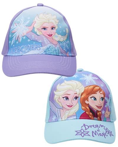 Disney Girls' Frozen Baseball Caps - 2 Pack Elsa and Anna Glitter Hat with Faux Ponytail Set (Ages 4-7), Size 4-7 Years, Frozen Dream 2 Pack - 757 Sports Collectibles