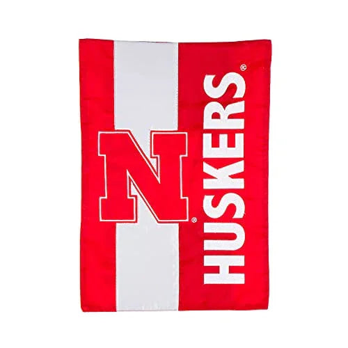 Team Sports America Collegiate University of Nebraska Embroidered Logo Applique Garden Flag, 12.5 x 18 inches Indoor Outdoor Double Sided Decor for Collegiate Fans - 757 Sports Collectibles
