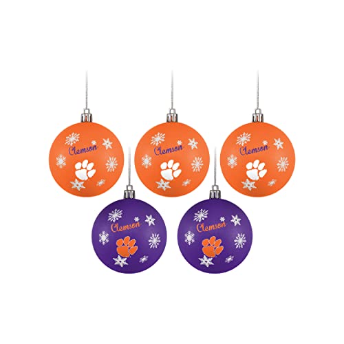 FOCO Clemson Tigers NCAA 5 Pack Shatterproof Ball Ornament Set - 757 Sports Collectibles