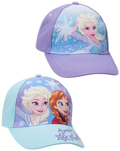 Disney Girls' Frozen Baseball Caps - 2 Pack Elsa and Anna Glitter Hat with Faux Ponytail Set (Ages 4-7), Size 4-7 Years, Frozen Dream 2 Pack - 757 Sports Collectibles
