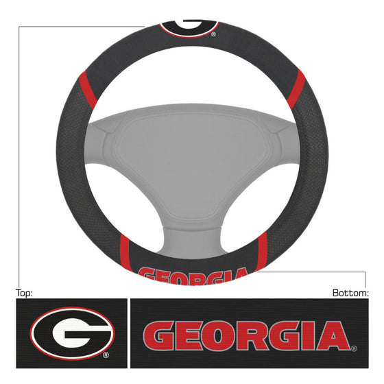 Georgia Bulldogs Steering Wheel Cover Mesh/Stitched