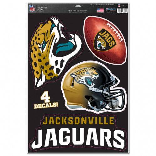 Jacksonville Jaguars Multi Use Large Decals (4 Pack) Indoor/Outdoor Repositionable - 757 Sports Collectibles