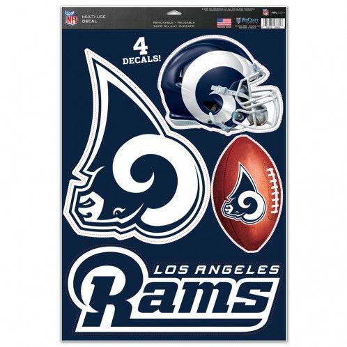 Los Angeles Rams Multi Use Large Decals (4 Pack) Indoor/Outdoor Repositionable - 757 Sports Collectibles