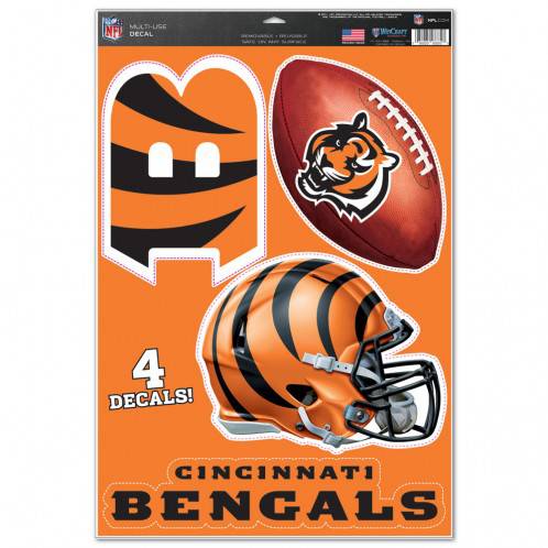 Cincinnati Bengals Multi Use Large Decals (4 Pack) Indoor/Outdoor Repositionable - 757 Sports Collectibles