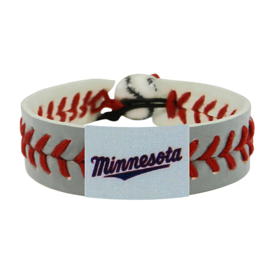 Minnesota Twins Bracelet Team Color Baseball Minnesota Script Logo Gray CO - 757 Sports Collectibles