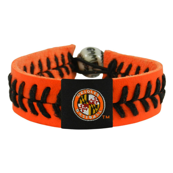 Baltimore Orioles Bracelet Team Color Baseball Jersey Sleeve Logo Orange Leather Black Thread CO - 757 Sports Collectibles