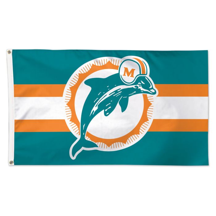MIAMI DOLPHINS / CLASSIC LOGO RETRO FLAG - DELUXE 3' X 5' - 757 Sports Collectibles