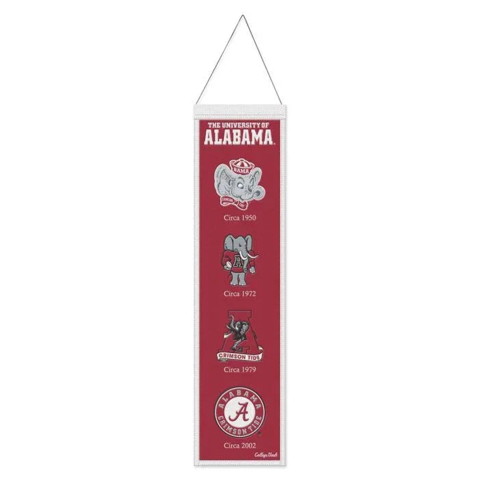ALABAMA CRIMSON TIDE /COLLEGE VAULT EVOLUTION WOOL BANNER 8" X 32" - 757 Sports Collectibles