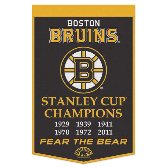 Boston Bruins Banner Wool 24x38 Dynasty Champ Design