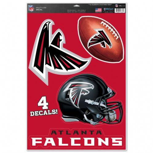 Atlanta Falcons Multi Use Large Decals (4 Pack) Indoor/Outdoor Repositionable - 757 Sports Collectibles