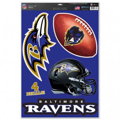 Baltimore Ravens Multi Use Large Decals (4 Pack) Indoor/Outdoor Repositionable - 757 Sports Collectibles