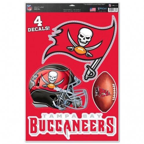 Tampa Bay Buccaneers Multi Use Large Decals (4 Pack) Indoor/Outdoor Repositionable - 757 Sports Collectibles