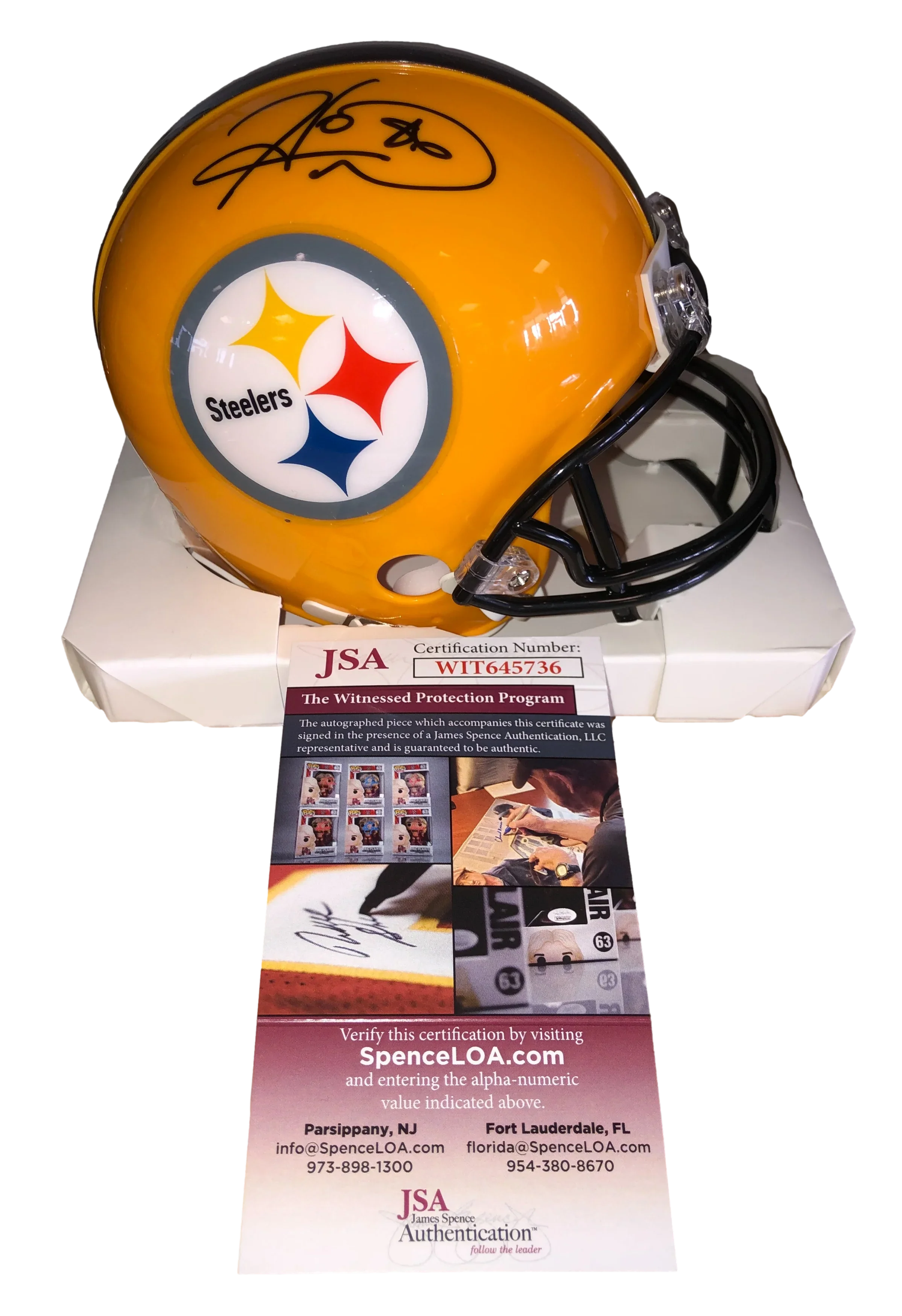 Hines Ward Signed Autographed Pittsburgh Steelers 75th Anniversary Mini Helmet - JSA W COA - 757 Sports Collectibles