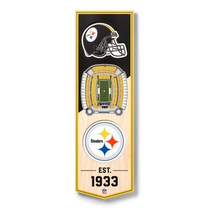 Pittsburgh Steelers 3D Wall Art 6"x19" Premium Banner