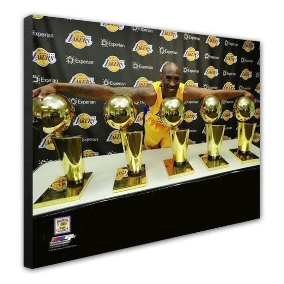 Los Angeles Lakers Kobe Bryant "Trophies" Stretched 16x20 Canvas