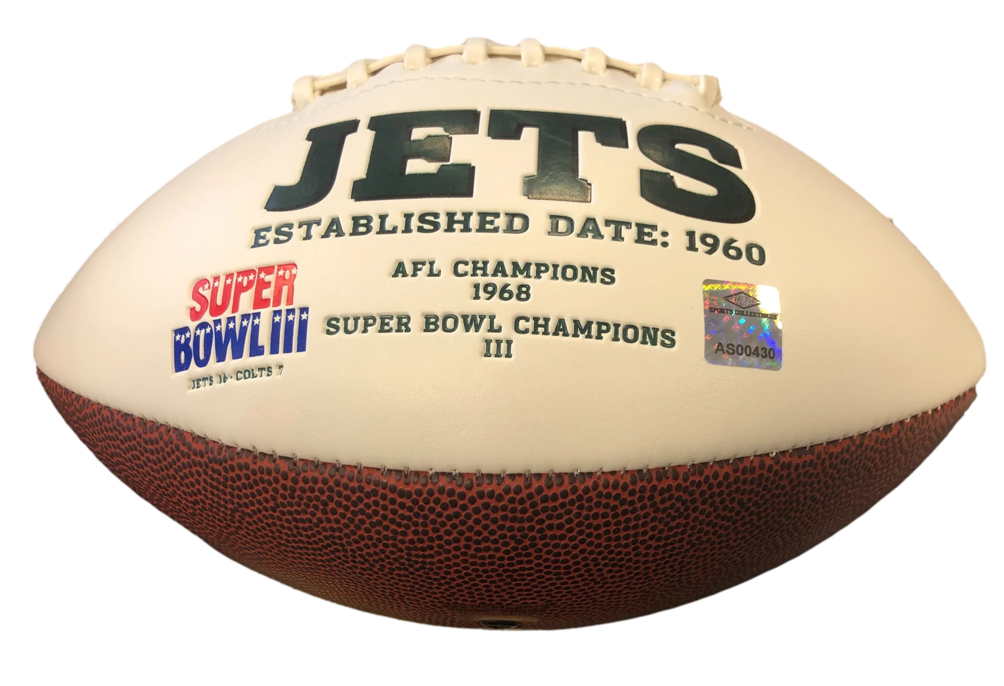 New York Jets Santana Moss Signed Auto Wht Logo Football - 757 COA - 757 Sports Collectibles