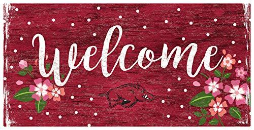 Fan Creations NCAA Arkansas Razorbacks Unisex University of Arkansas Welcome Floral Sign, Team Color, 6 x 12 - 757 Sports Collectibles