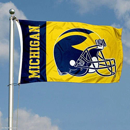 Michigan Large Football Helmet 3x5 College Flag - 757 Sports Collectibles
