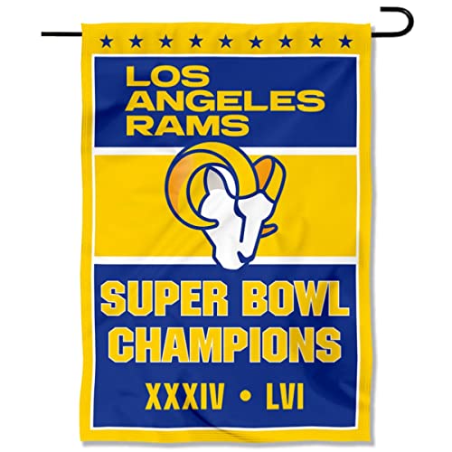 WinCraft Los Angeles Rams 2 Time Champions Super Bowl LVI Double Sided Garden Banner Flag - 757 Sports Collectibles
