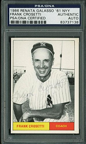 Yankees Frank Crosetti Signed Card 1986 Renata Galasso '61 Nyy PSA/DNA Slabbed - 757 Sports Collectibles