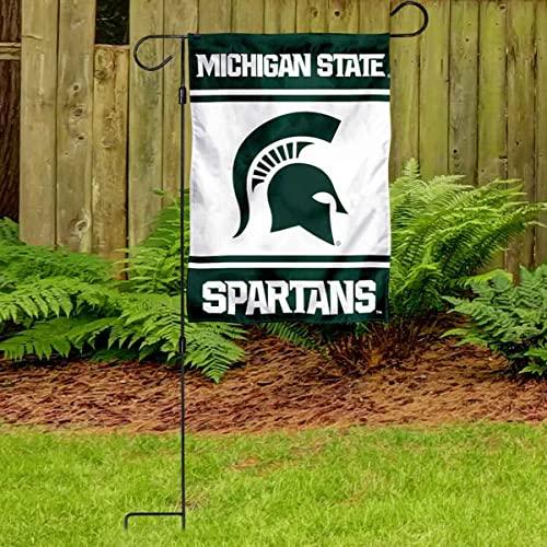 Michigan State Spartans Garden Flag and Flag Stand Holder Flagpole Set - 757 Sports Collectibles