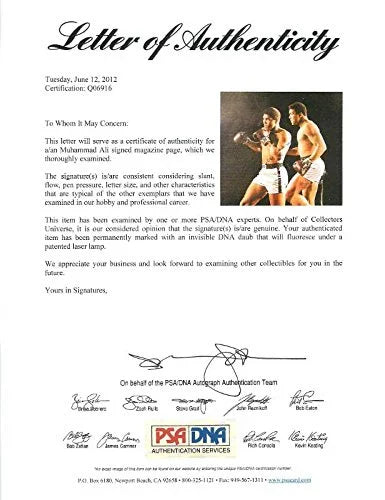 Muhammad Ali Boxing Signed Authentic 8.5X11 Magazine Page Photo PSA/DNA #Q06916 - 757 Sports Collectibles