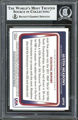 Rays Austin Meadows Signed 2011 Bowman Chrome DP #BDPP100 Card BAS Slabbed - 757 Sports Collectibles