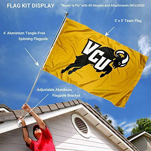 College Flags & Banners Co. VCU Rams Jumping Ram Flag and Pole Bracket Mount Bundle - 757 Sports Collectibles