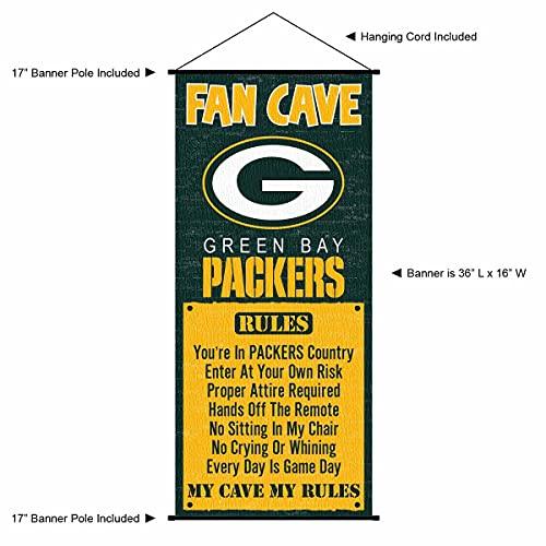 WinCraft Green Bay Packers Man Cave Fan Banner Wall Door Scroll - 757 Sports Collectibles