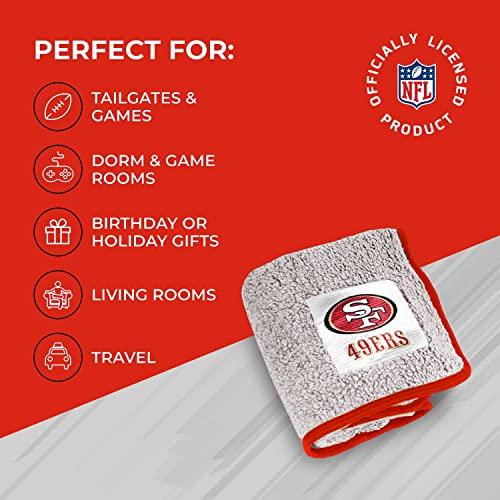 Northwest NFL Soft Two Tone Sherpa Throw, 50" x 60" Blanket, Officially Licensed Throw for Bedding, Sofa, or Gameday, Frosty Fleece Cover (San Francisco 49ers - Red,) - 757 Sports Collectibles