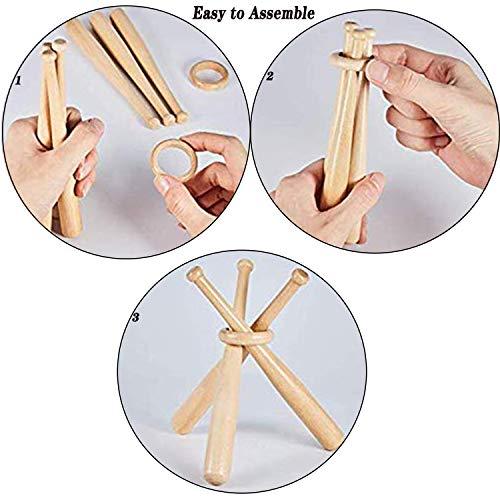 BaseGoal Wooden Baseball Softball Stand Display Consists of 3 Mini Baseball Bat and 1 Wooden Circles - 757 Sports Collectibles