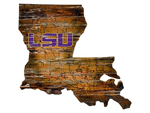 Fan Creations NCAA LSU Tigers Unisex LSU Mini Roadmap State Sign, Team Color, 12 inch - 757 Sports Collectibles