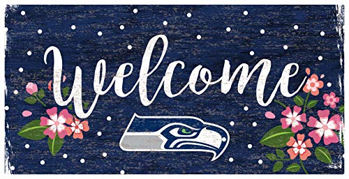Fan Creations NFL Seattle Seahawks Unisex Seattle Seahawks Welcome Floral Sign, Team Color, 6 x 12 - 757 Sports Collectibles