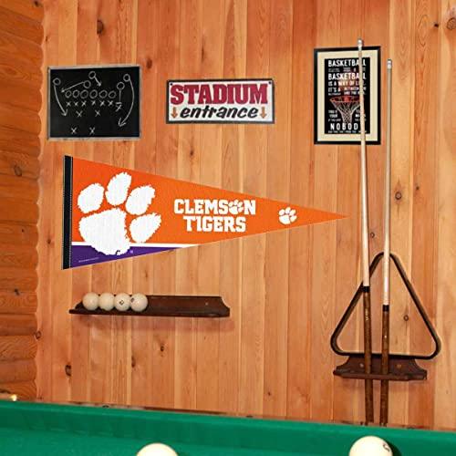College Flags & Banners Co. Clemson Tigers Pennant Full Size Felt - 757 Sports Collectibles