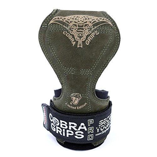 Cobra Grips PRO Weight Lifting Gloves Heavy Duty Straps Alternative to Power Lifting Hooks Power Lifting for Deadlifts with Built in Adjustable Neoprene Padded Wrist Wrap Support (PRO Green Leather) - 757 Sports Collectibles