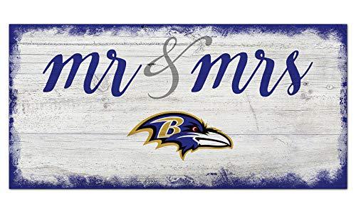 Fan Creations NFL Baltimore Ravens Unisex Baltimore Ravens Script Mr & Mrs Sign, Team Color, 6 x 12 - 757 Sports Collectibles