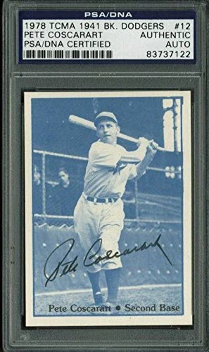Pete Coscarart Authentic Signed Card 1978 Tcma 1941 Bk Dodgers #12 PSA Slabbed - 757 Sports Collectibles