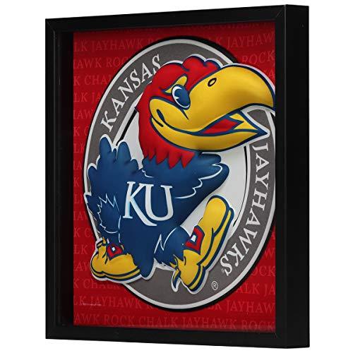 Open Road Brands University of Kansas KU Jayhawk Mascot MDF Wood and Glass Framed Wall Art - an Officially Licensed Product Great Addition to Add What You Love to Your Home/Garage Decor - 757 Sports Collectibles