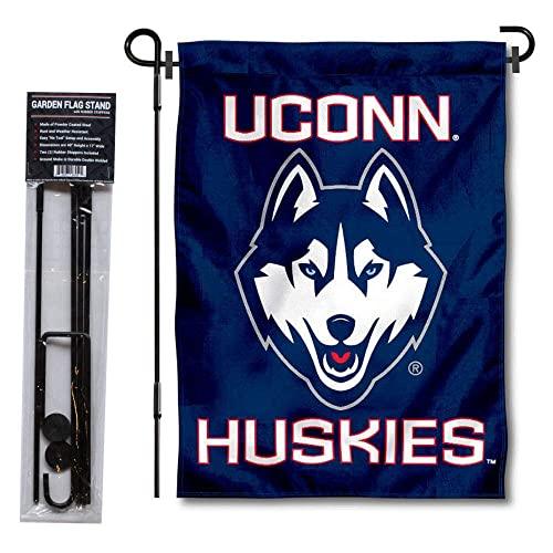 College Flags & Banners Co. Connecticut Huskies Garden Flag and Flag Stand Pole Holder Set - 757 Sports Collectibles