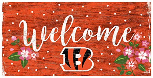 Fan Creations NFL Cincinnati Bengals Unisex Cincinnati Bengals Welcome Floral Sign, Team Color, 6 x 12 - 757 Sports Collectibles