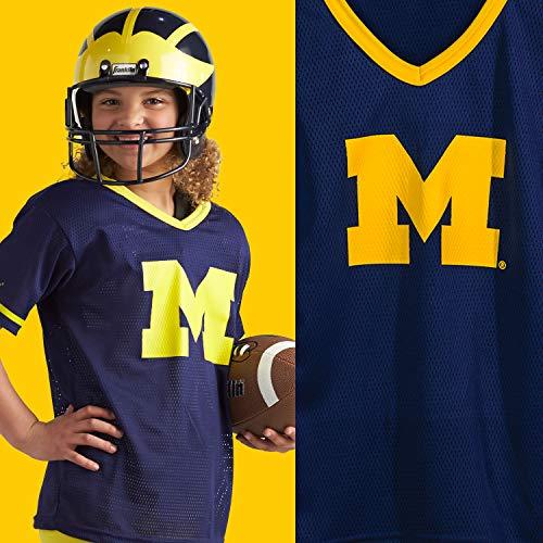 Franklin Sports Michigan Wolverines Kids College Football Uniform Set - NCAA Youth Football Uniform Costume - Helmet, Jersey, Chinstrap Set
