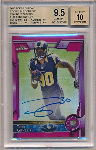 TODD GURLEY 2015 TOPPS CHROME ROOKIE PINK REFRACTOR AUTO SP 61/75 BGS 9.5 GEM 10
