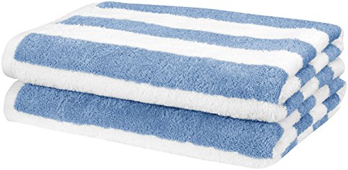 Amazon Basics Cabana Stripe Beach Towel - 2-Pack, Sky Blue - 757 Sports Collectibles