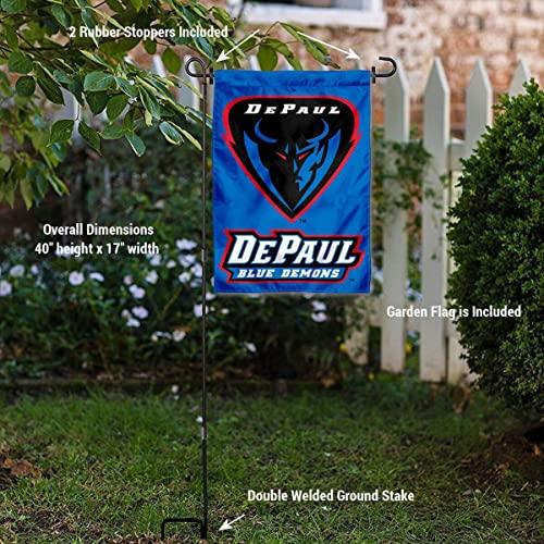 College Flags & Banners Co. DePaul University Garden Flag and Flag Stand Pole Holder Set - 757 Sports Collectibles