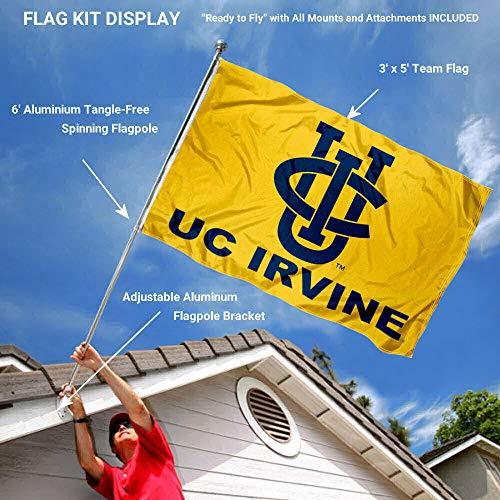 College Flags & Banners Co. UC Irvine Gold Flag and Pole Bracket Mount Bundle - 757 Sports Collectibles