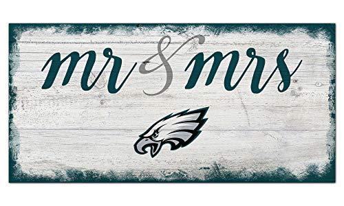 Fan Creations NFL Philadelphia Eagles Unisex Philadelphia Eagles Script Mr & Mrs Sign, Team Color, 6 x 12 - 757 Sports Collectibles