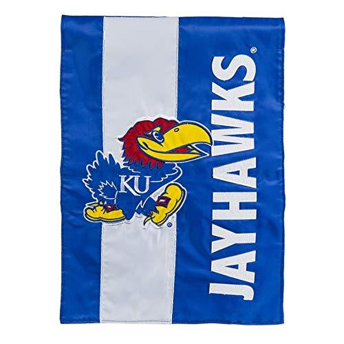 Team Sports America Collegiate University of Kansas Embroidered Logo Applique Garden Flag, 12.5 x 18 inches Indoor Outdoor Double Sided Decor for Collegiate Fans - 757 Sports Collectibles