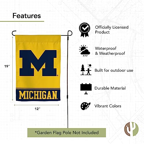 University of Michigan Garden Flag Wolverines UM U of M Banner 100% Polyester (Design B) - 757 Sports Collectibles
