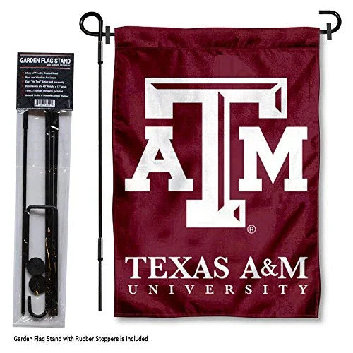 College Flags & Banners Co. Texas A&M Aggies Garden Flag with Stand Holder - 757 Sports Collectibles